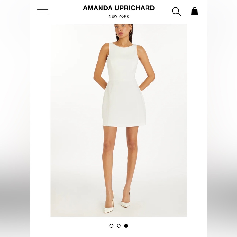 Amanda Uprichard Maribel Dress | White Sleeveless Mini Dress with Bow on Back